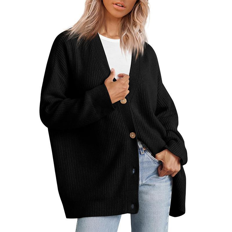 MS357#Simple all-in-one knitted cardigan solid color sweater coat