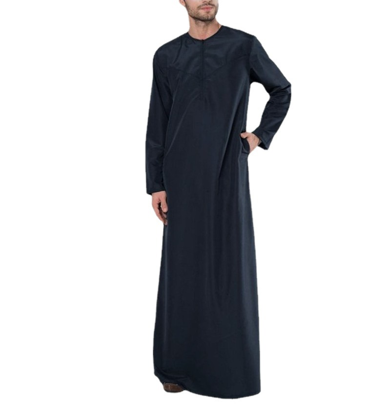 MS322#Muslim men's loose zipper robes