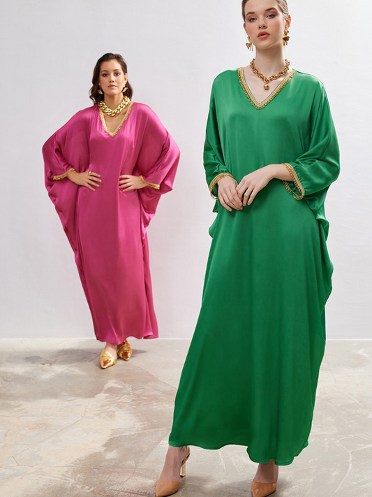 MS371#muslima baya bat-cuff lace robe