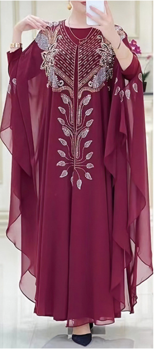 MS350 # Muslim women's chiffon rhinestone rotator cuff two-piece robe