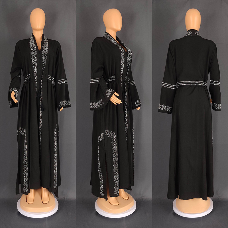 MS342#Muslim women's robe with rotator sleeves and diamonds (NO inner dress)