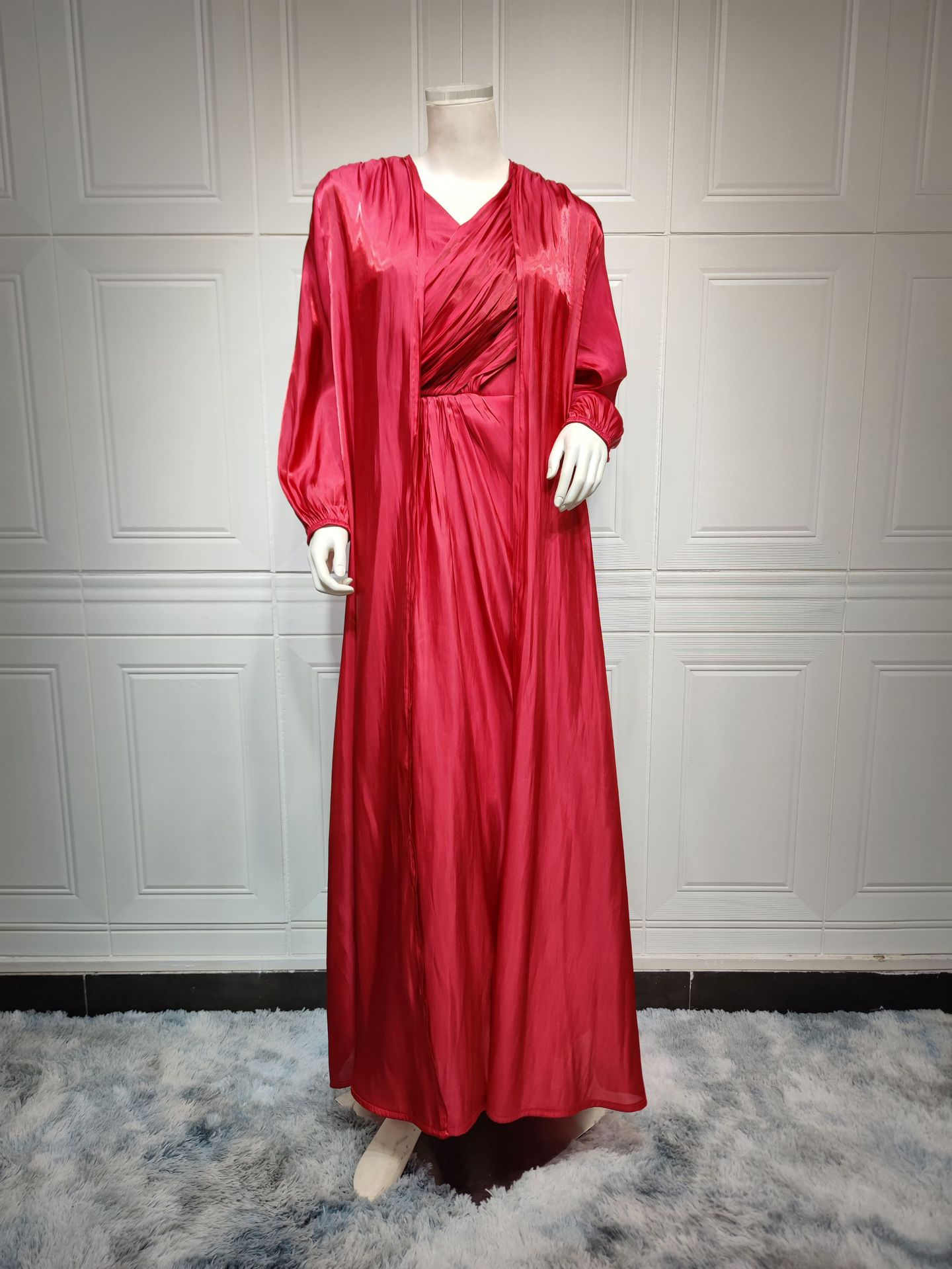 MS337#modest sparkles robe in abaya two-piece set