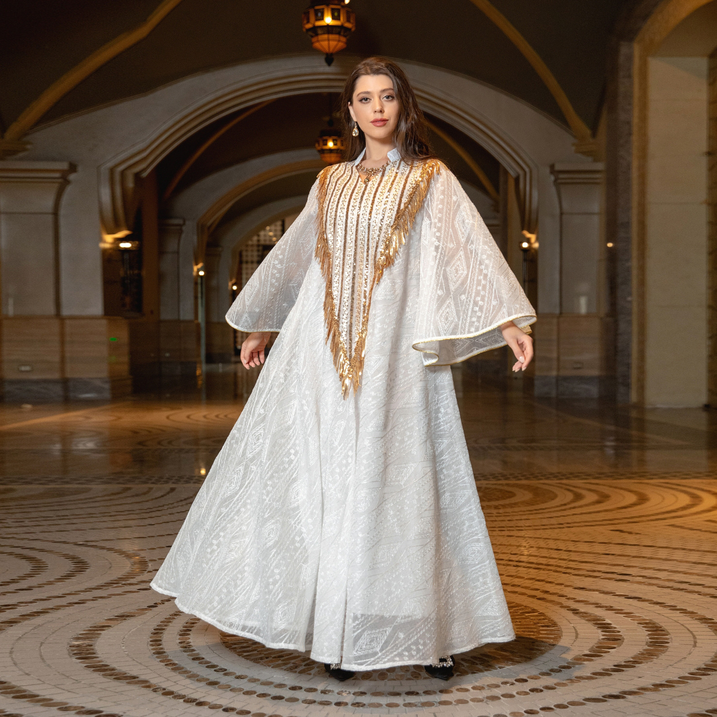 MS334#Arabian gauze embroidered sequin robe for Muslim women