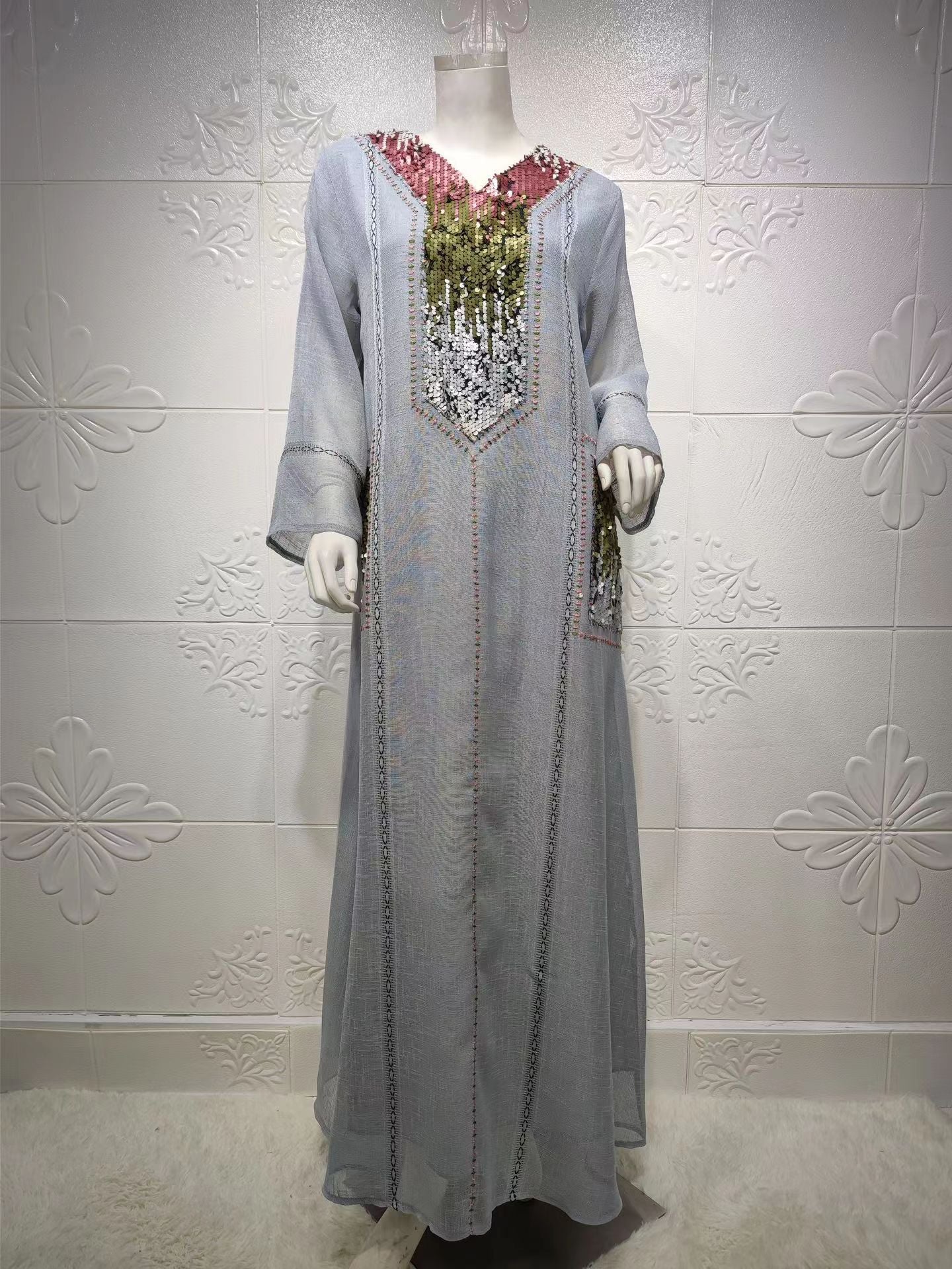 MS331#Beaded sequin embroidered robes for Muslim women