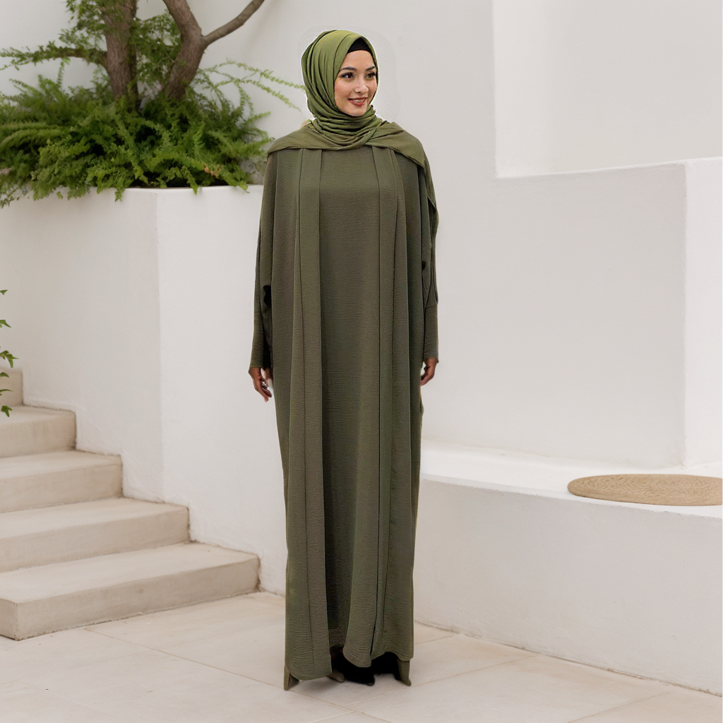 MS080#Modest crepe abaya set sleeveless inner(crepe)