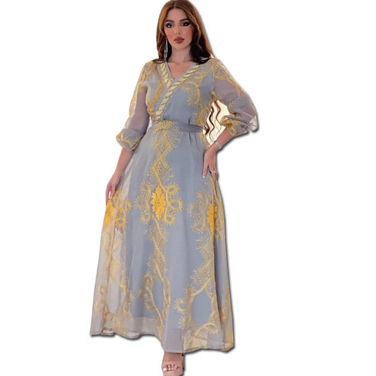 MS320#Muslim fashion women's gauze embroidered robe