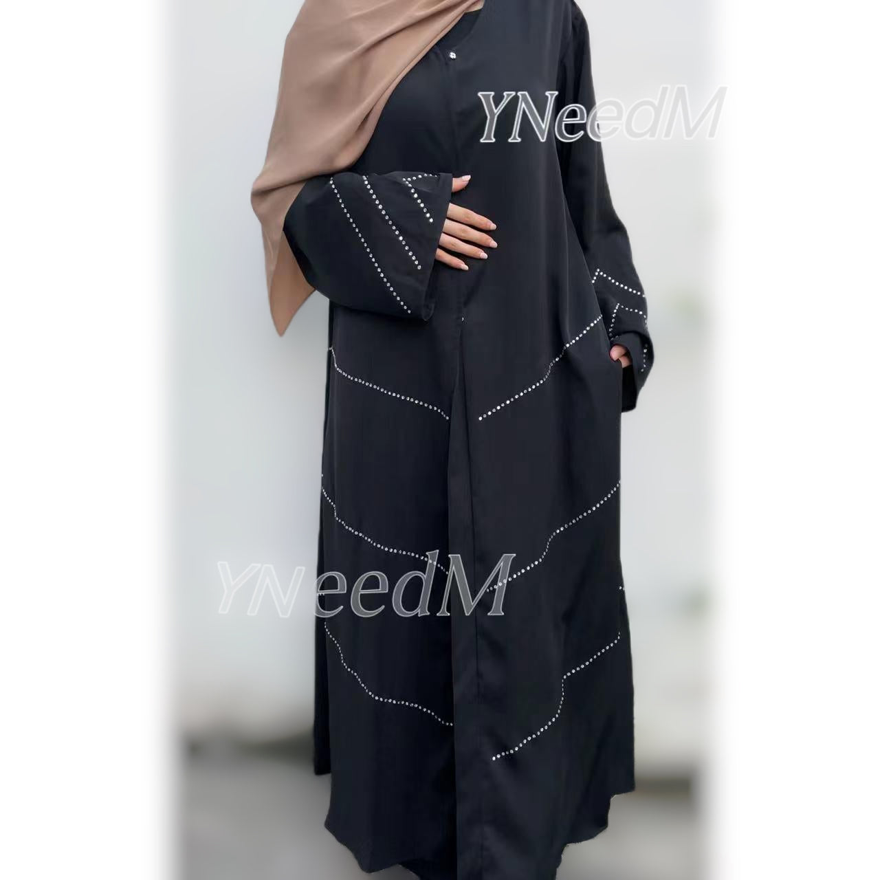 MS302# Modest Nidah cardigan with beads modest robe with pockets(NO inner)