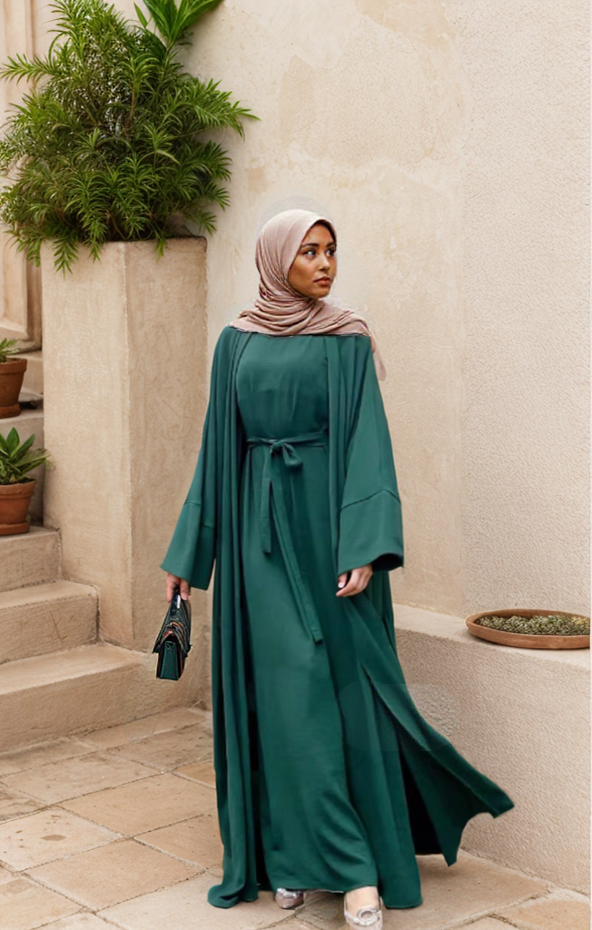 MS080#Modest crepe abaya set sleeveless inner(crepe)