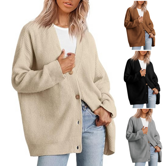 MS357#Simple all-in-one knitted cardigan solid color sweater coat