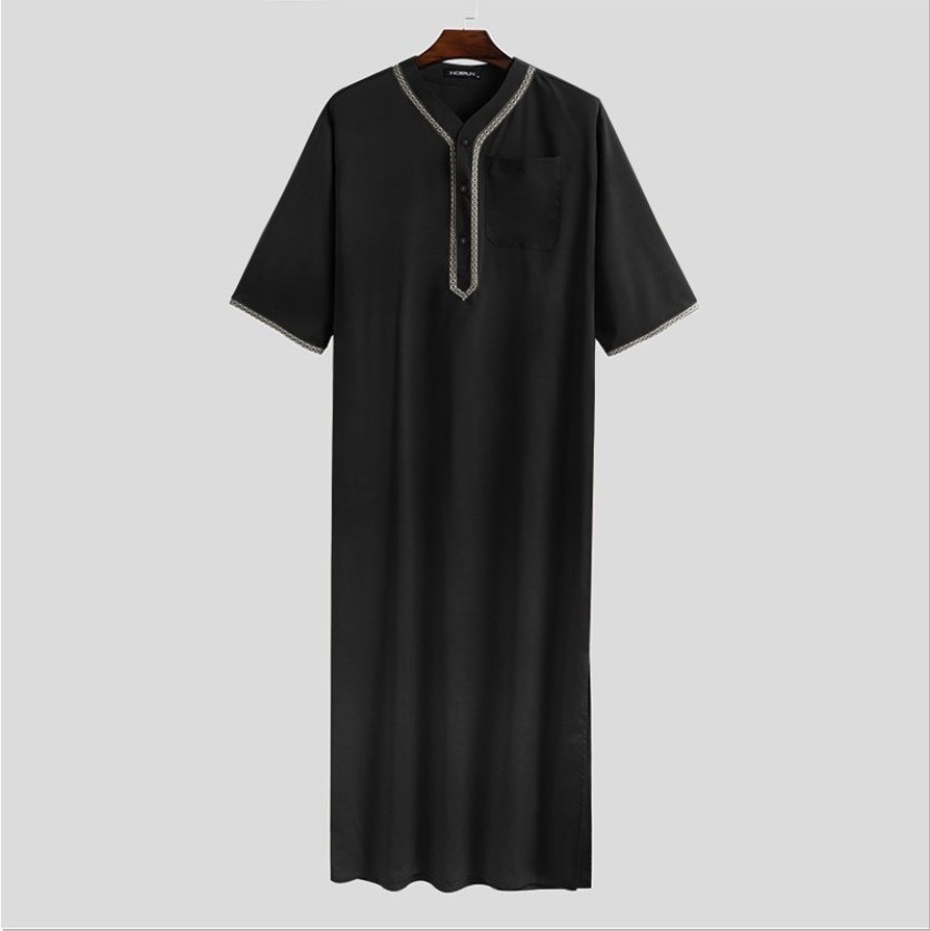 MS323#Muslim men's loose button robes