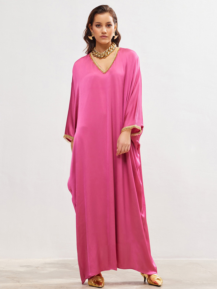 MS371#muslima baya bat-cuff lace robe