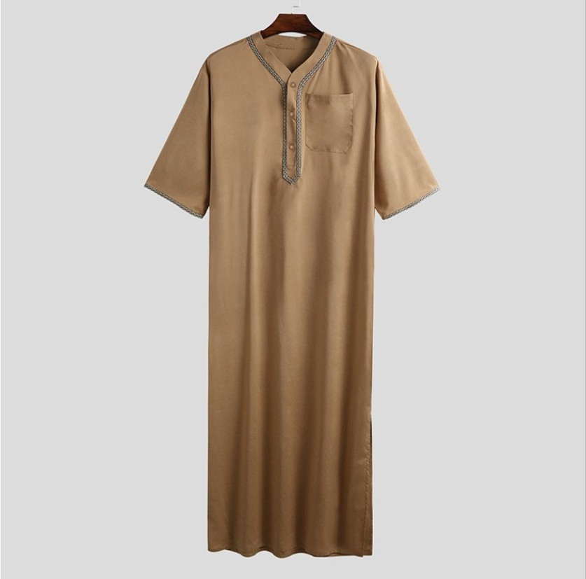 MS323#Muslim men's loose button robes