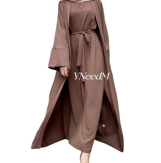 MS080#Modest crepe abaya set sleeveless inner(crepe)