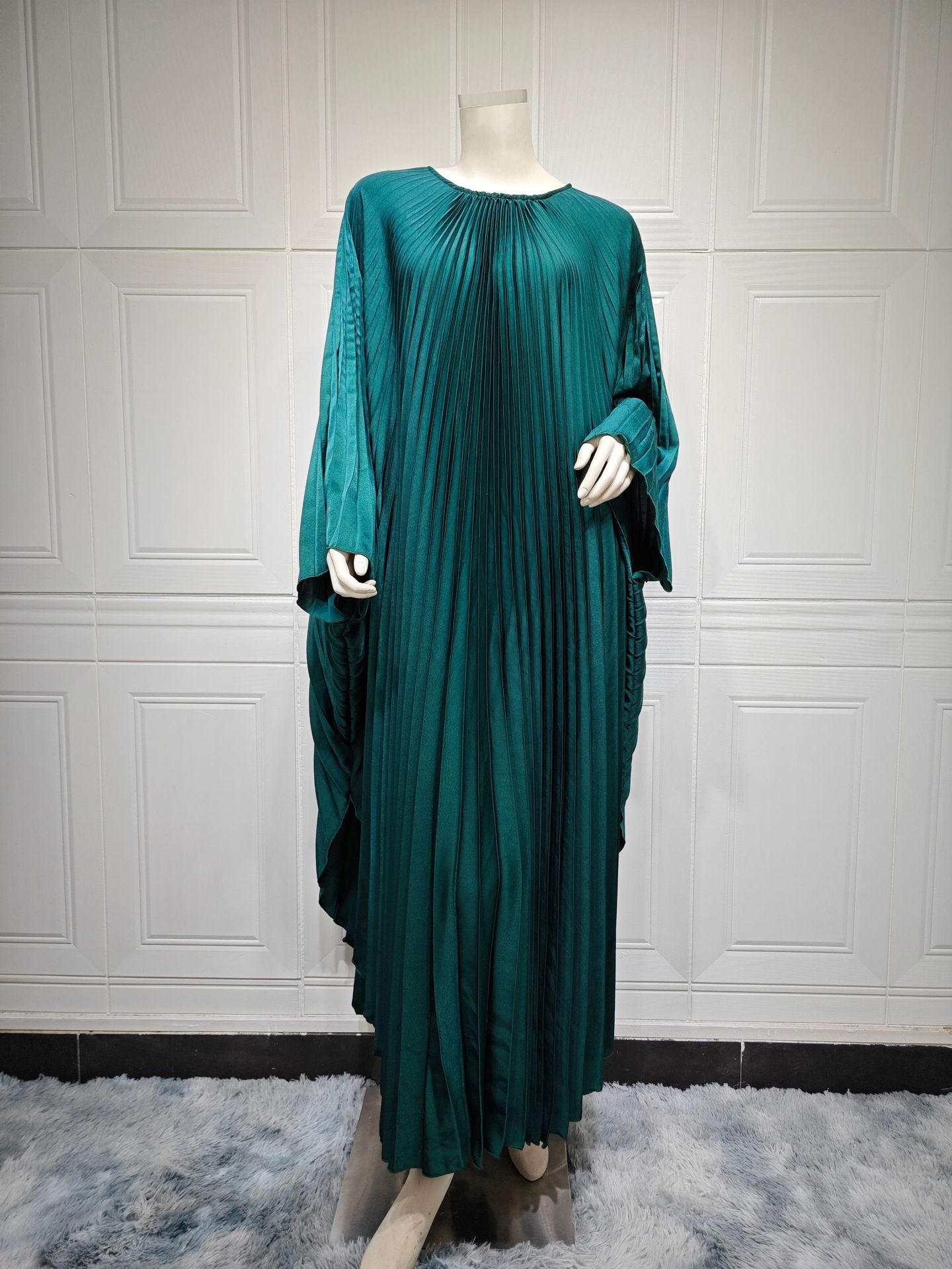 MS539#Arabian Dubai Muslim fashion street abaya pullover pleated robe large swing large size dress