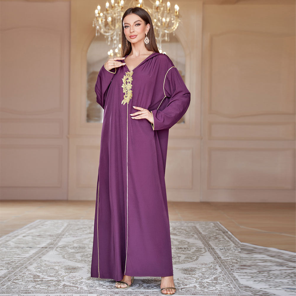 MS514#Muslim hooded Middle Eastern abaya women's dress in stock