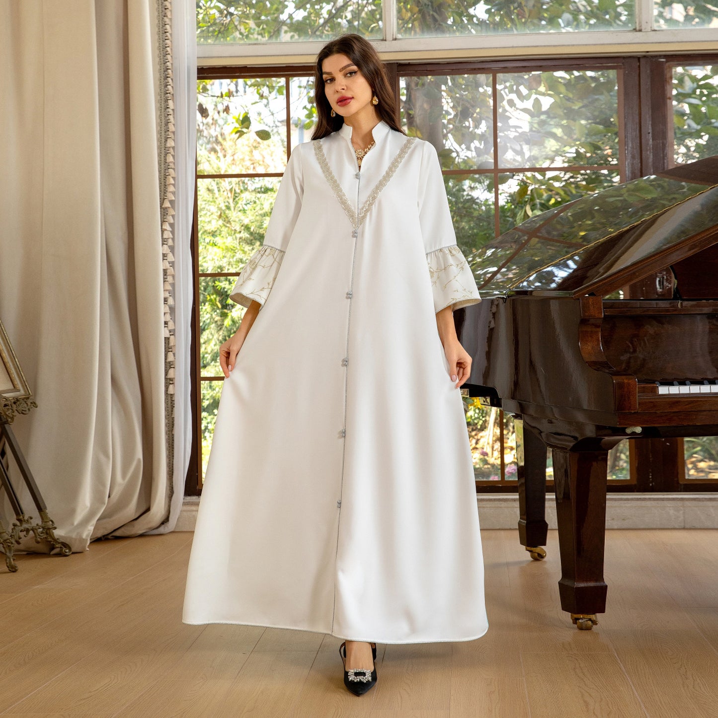 MS547#Muslim women's clothing Arabia Dubai jalabiya fashion jacquard gradient robe cross-border women's clothing