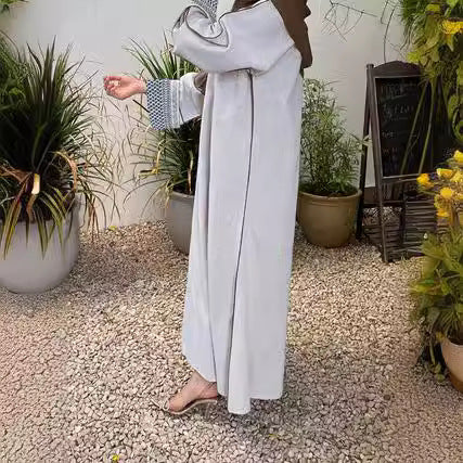 MS583# Fashionable European and American women's summer new cross-border Middle Eastern Muslim stitching printed cardigan robe