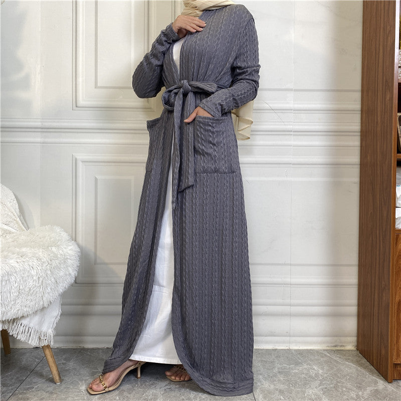 Vestido musulmán de punto de color liso MS215#
