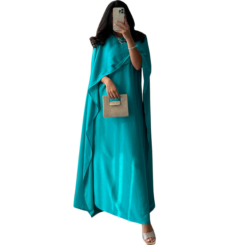 MS549#Modest big sleeve long skirt modern fashionable satin feminine outer cover Abaya fashion dress