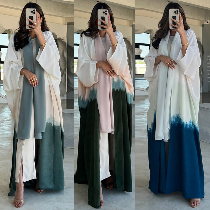 MS531#Muslim Abaya clothing jacket fashionable tie-dye cloak summer trend European and American cardigan dress