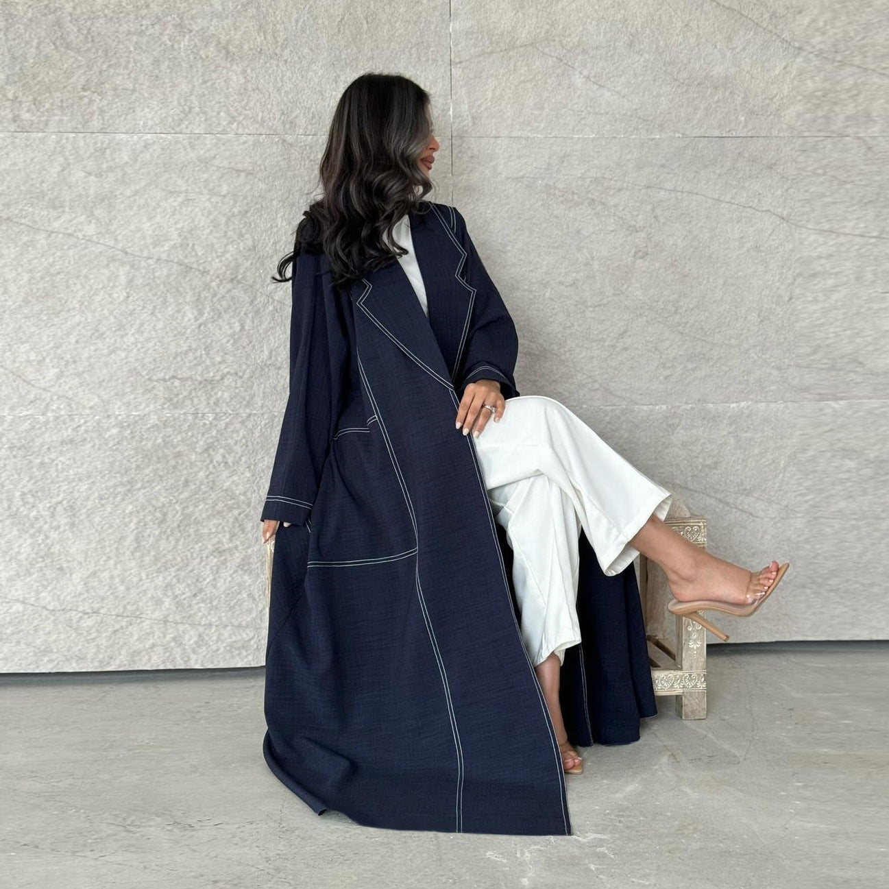 MS575#Muslim Fashion Dress Abaya Cardigan Faux Denim Robe