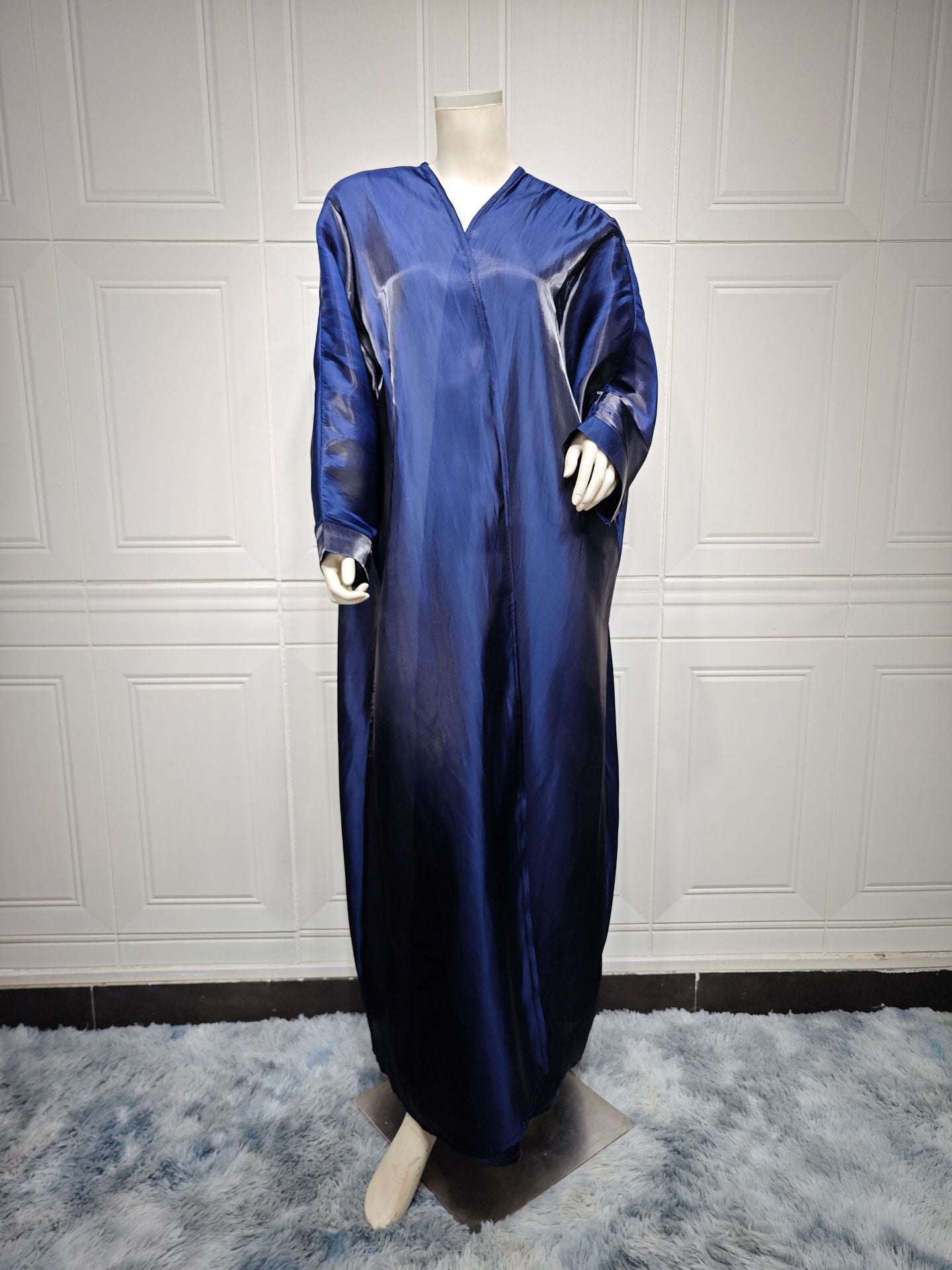 MS442#Fashion modest Muslim bright satin bat sleeve robe