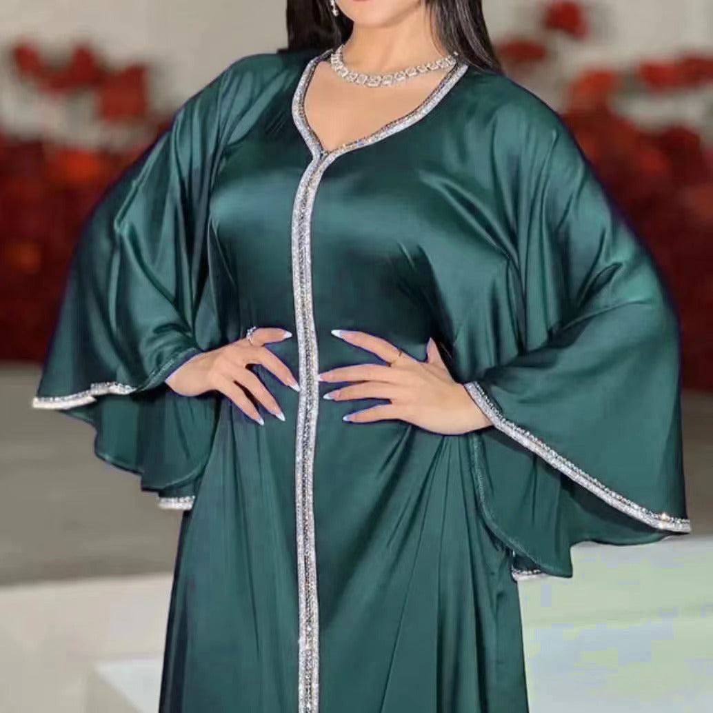 MS513#Muslim fashion diamond abaya robe for women