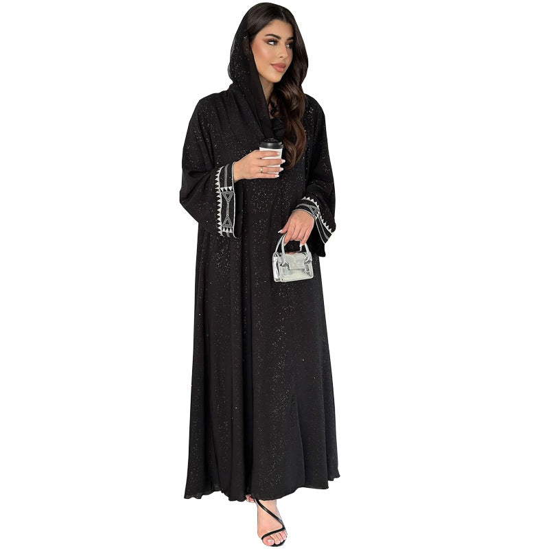 MS555#Middle Eastern Muslim modest women's clothing Arab fashion Abaya exquisite embroidered cardigan robe for outer wear