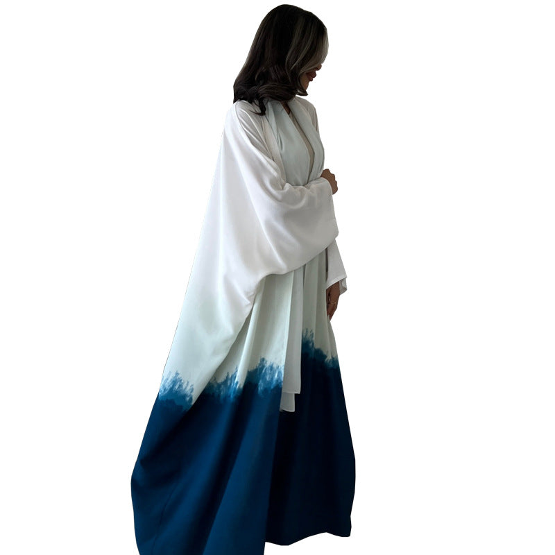 MS531#Muslim Abaya clothing jacket fashionable tie-dye cloak summer trend European and American cardigan dress