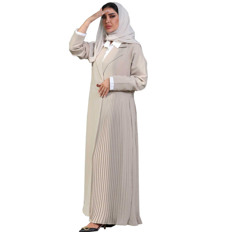 MS561#Cardigan Robe Pleated Pleated Jacket Muslim Arabic Clothing Fashion Leather Buttons