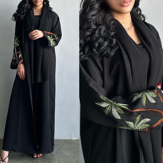 MS428#Muslim abaya with long sleeve and solid color cardigan robe (NO inner dress)