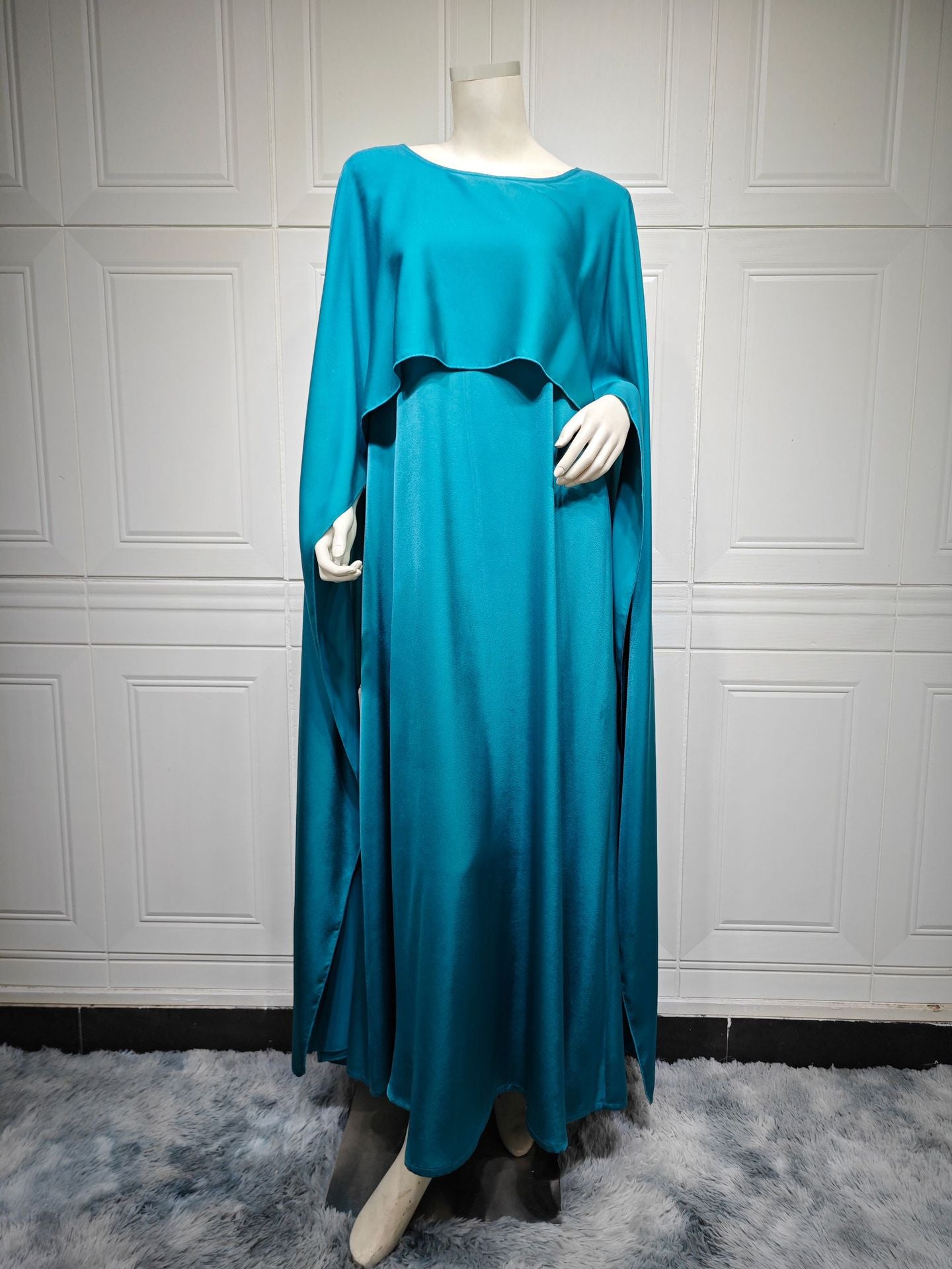 MS549#Modest big sleeve long skirt modern fashionable satin feminine outer cover Abaya fashion dress