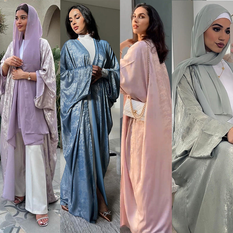 MS537# Arabian Dubai modest Muslim fashion bronzing robe abaya wear cardigan robe