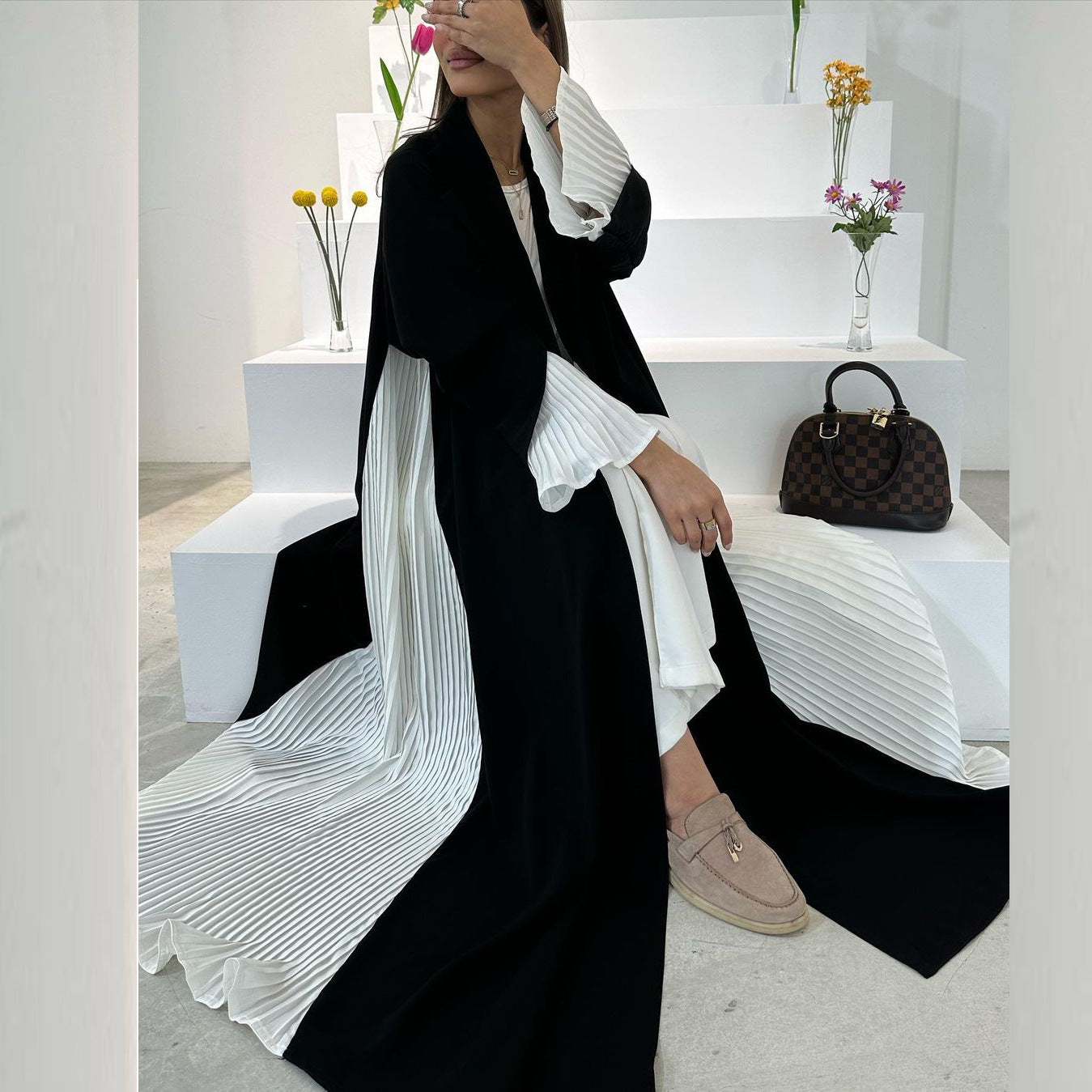 MS557#modest Turkish Muslim clothing pleated dress fashion Middle Eastern cardigan Abaya coat