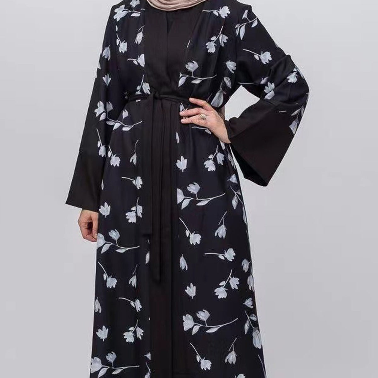 MS507#Swing dress Ethnic style print maxi dress fashion lace-up robe