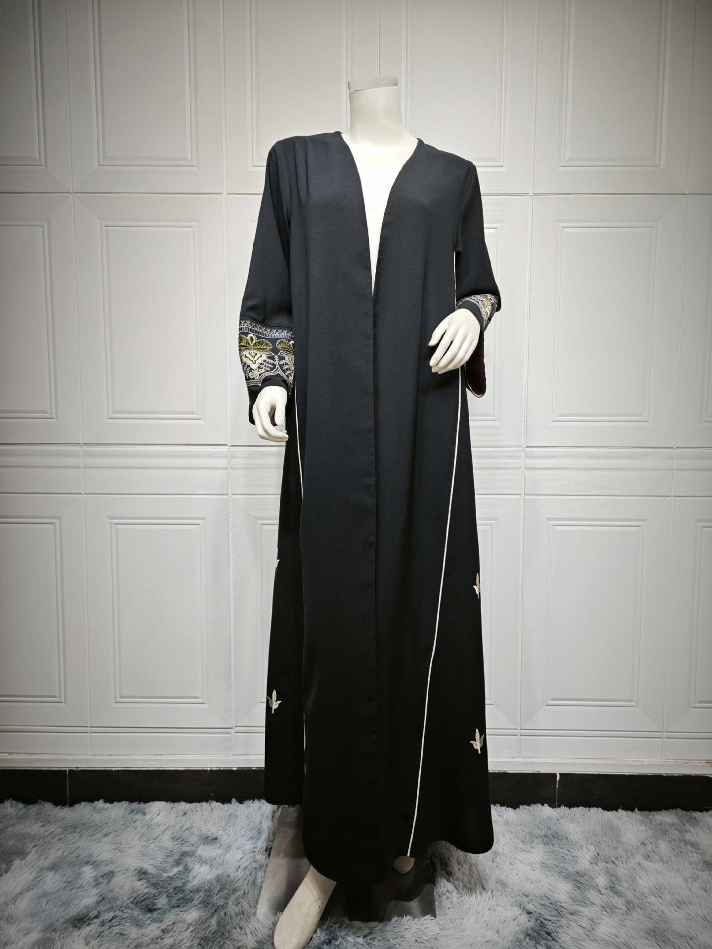 MS546#Muslim fashion embroidered patchwork Abaya cardigan trend ins spring and summer dress robe