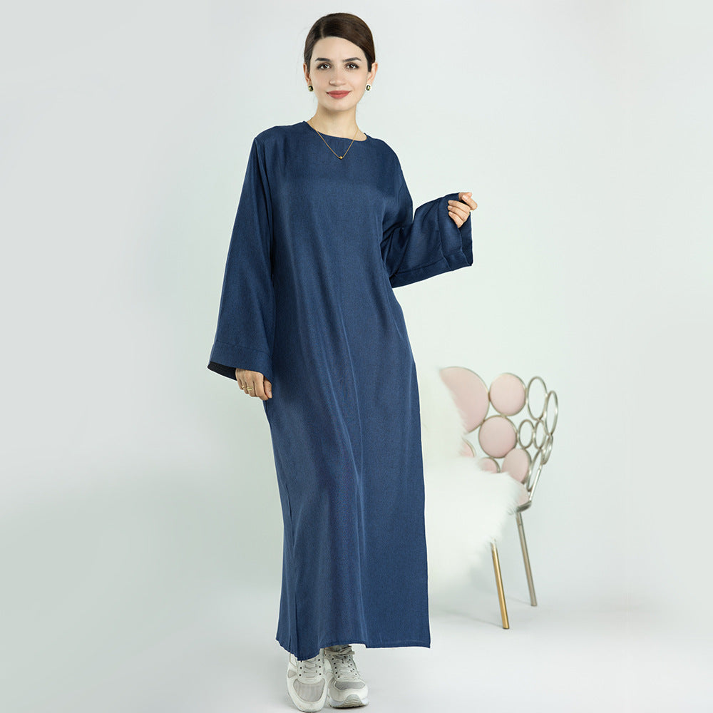 MS543#Plus Size Women's Dubai Turkish Casual Solid Color Dress Robe