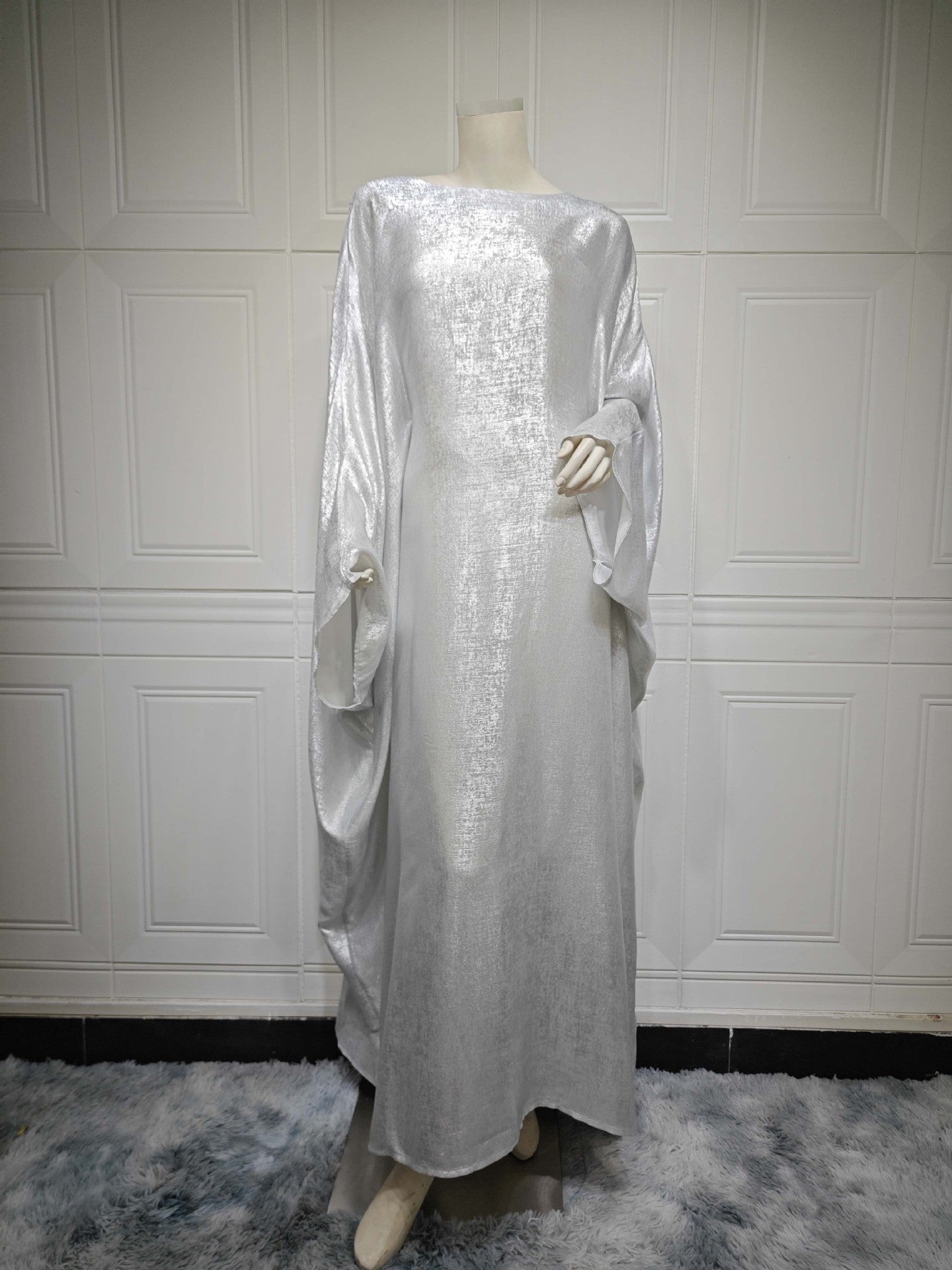 MS560# Robe outerwear summer modern Muslim fashion silver soft abaya dress