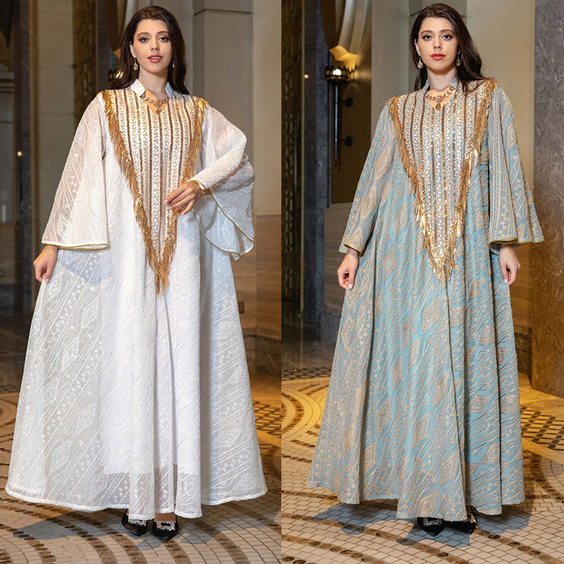 MS334#Arabian gauze embroidered sequin robe for Muslim women