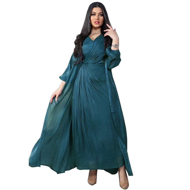 MS337#modest sparkles robe in abaya two-piece set