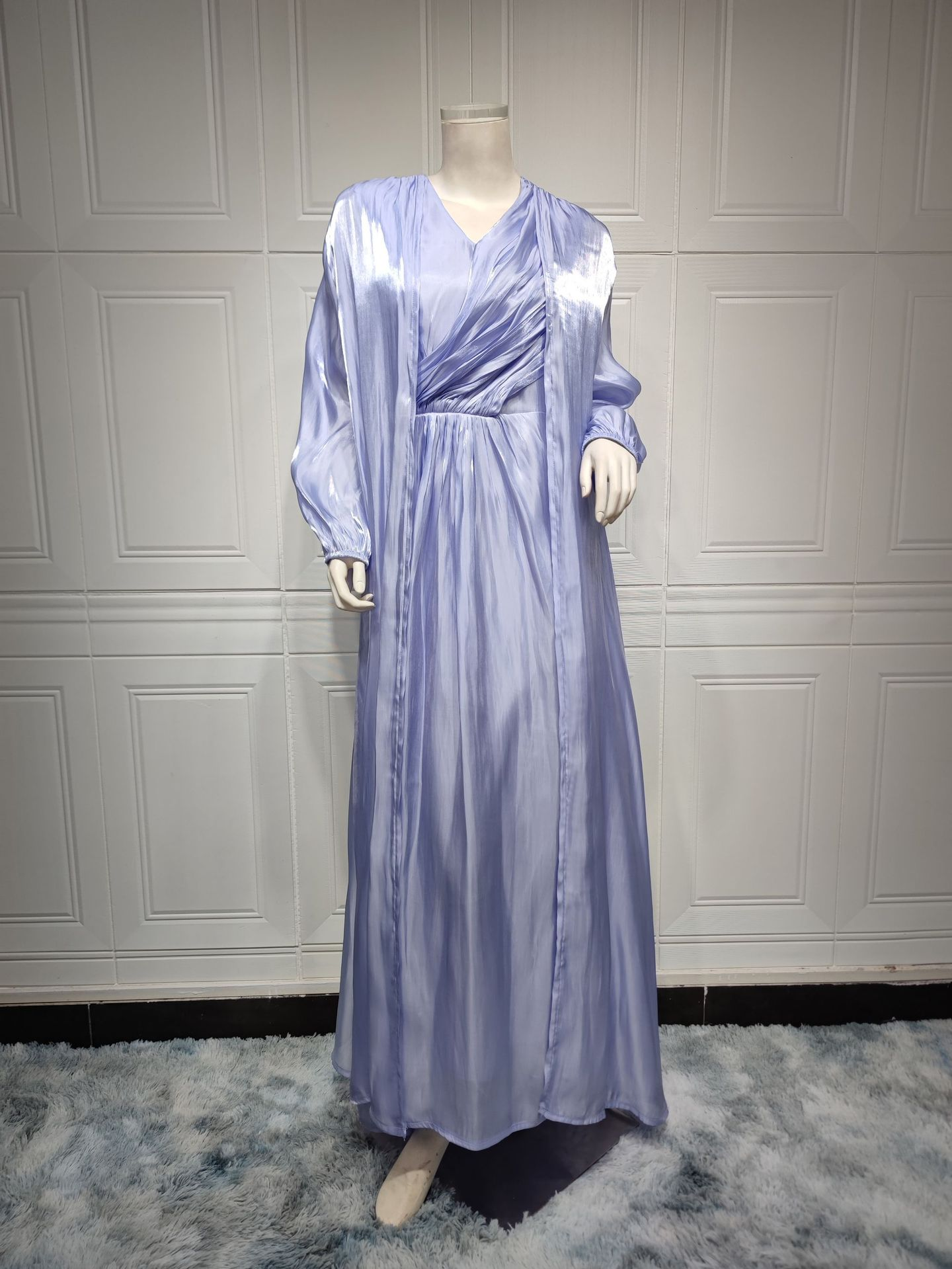 MS337#modest sparkles robe in abaya two-piece set