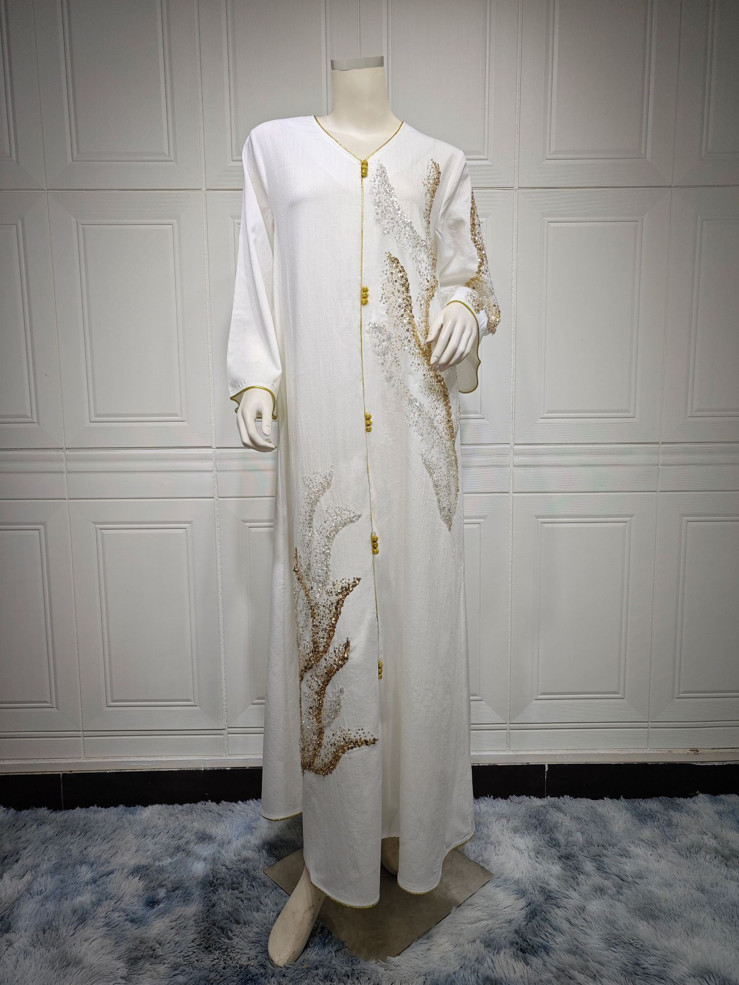 MS333#Long sleeve beadwork embroidered loose robe for Muslim women