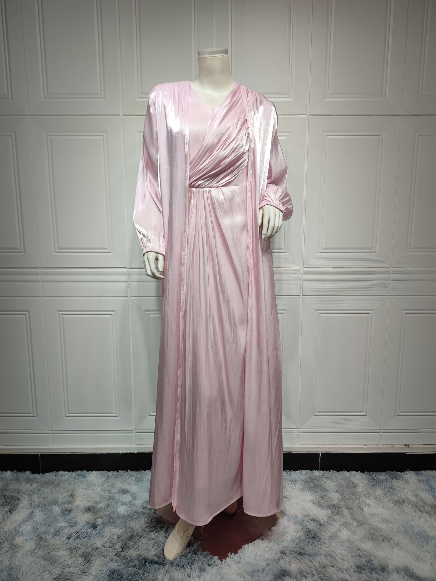 MS337#modest sparkles robe in abaya two-piece set