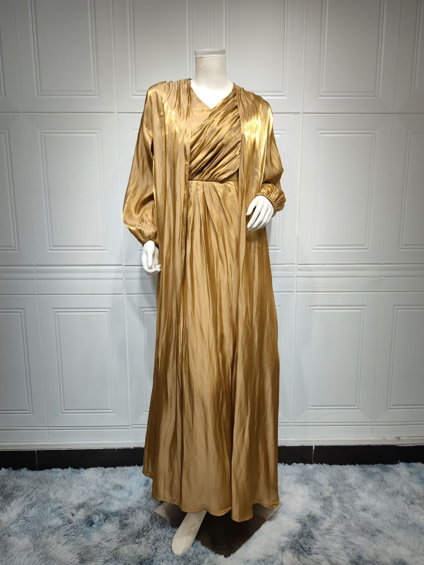 MS337#modest sparkles robe in abaya two-piece set