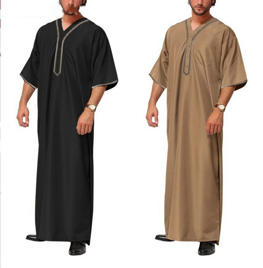 MS323#Muslim men's loose button robes