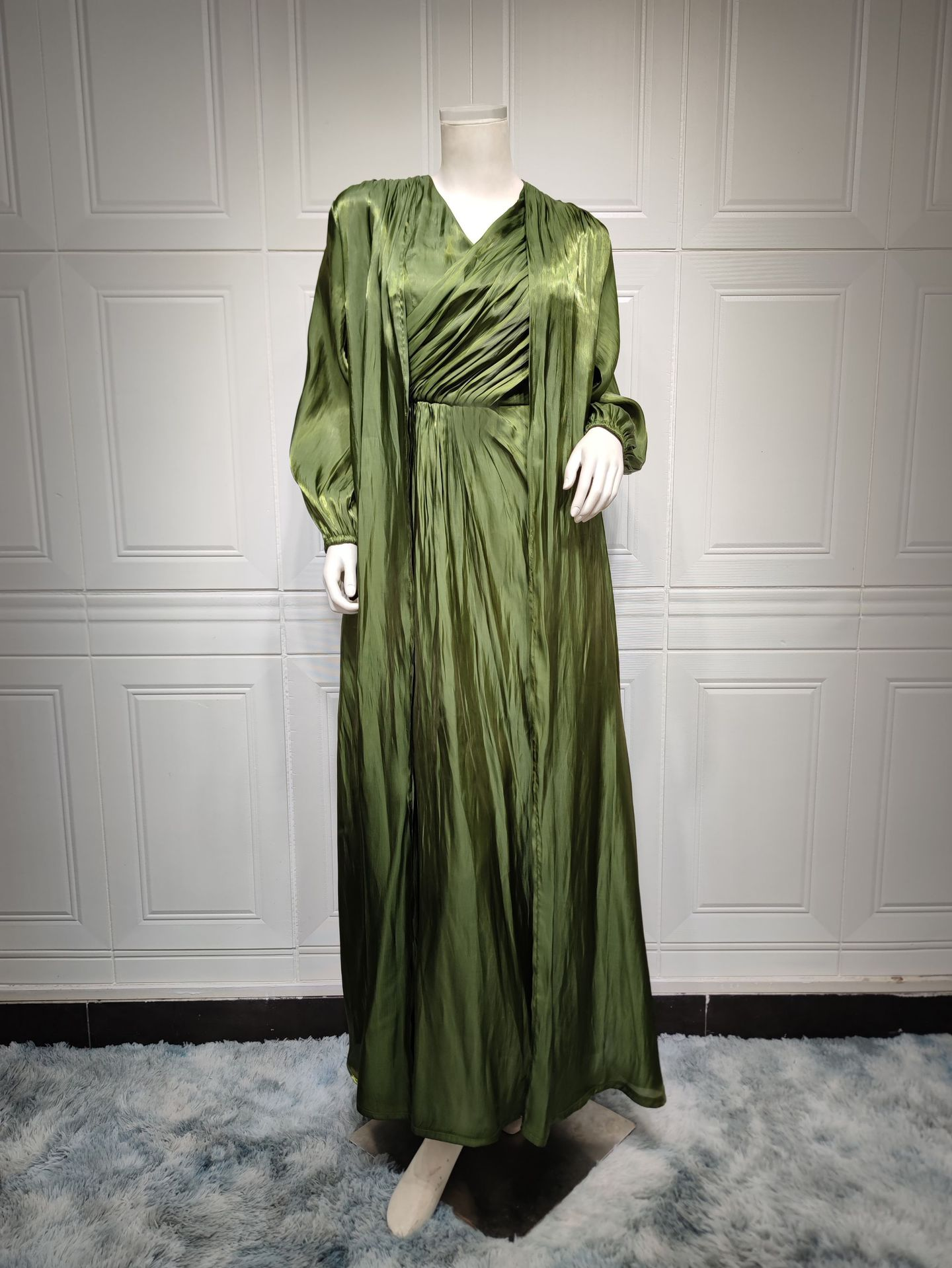 MS337#modest sparkles robe in abaya two-piece set