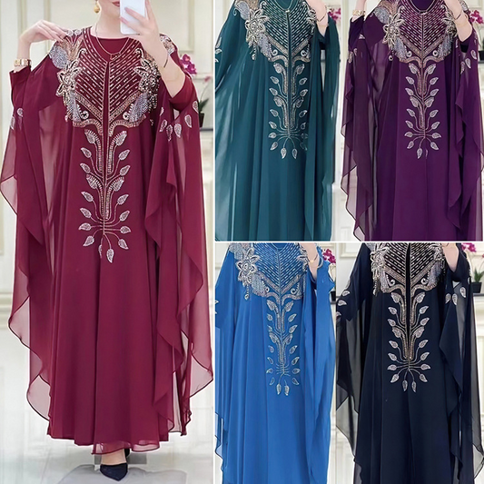 MS350 # Muslim women's chiffon rhinestone rotator cuff two-piece robe