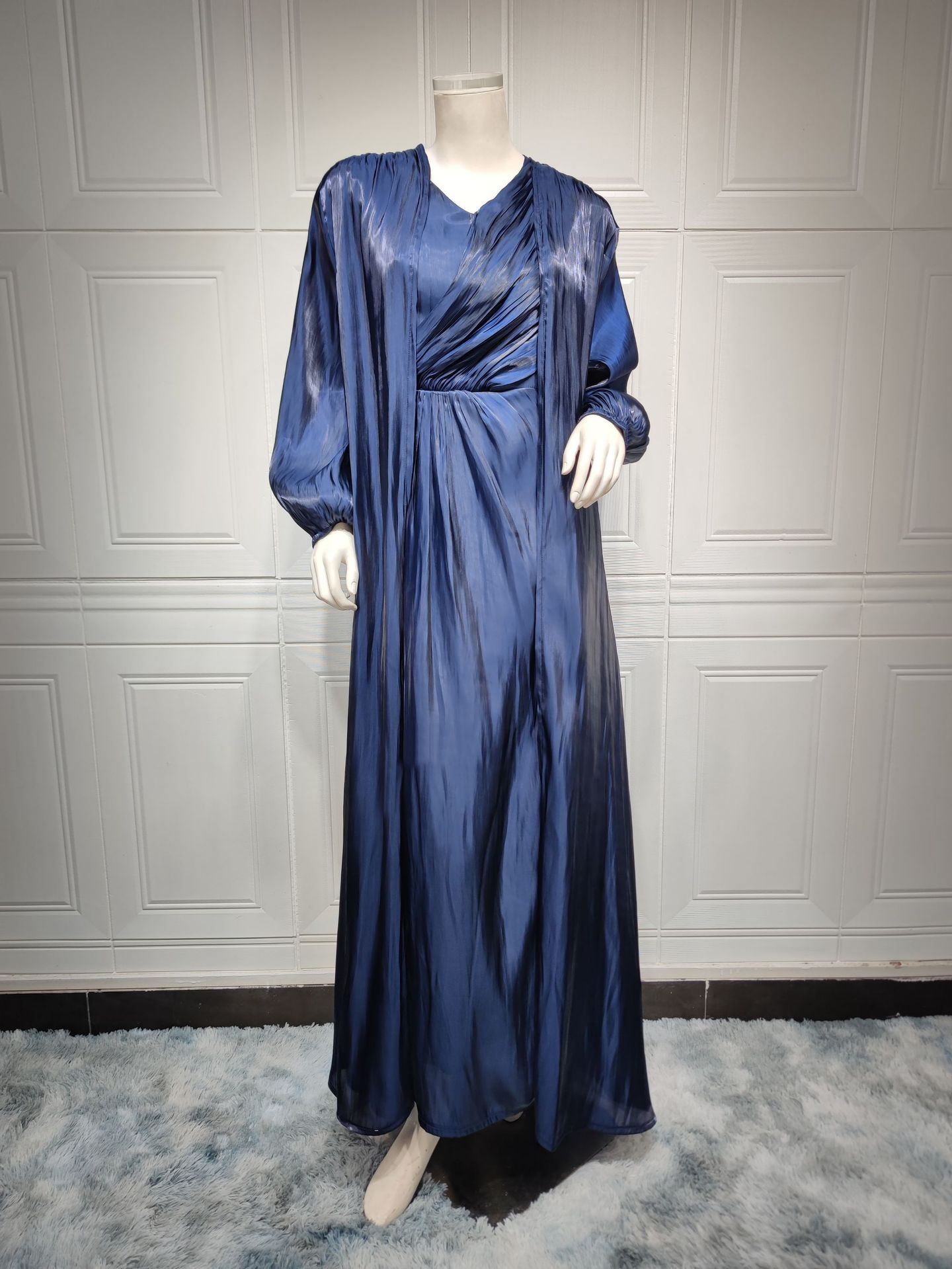 MS337#modest sparkles robe in abaya two-piece set