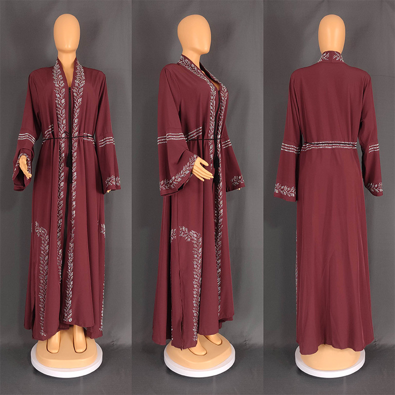 MS342#Muslim women's robe with rotator sleeves and diamonds (NO inner dress)