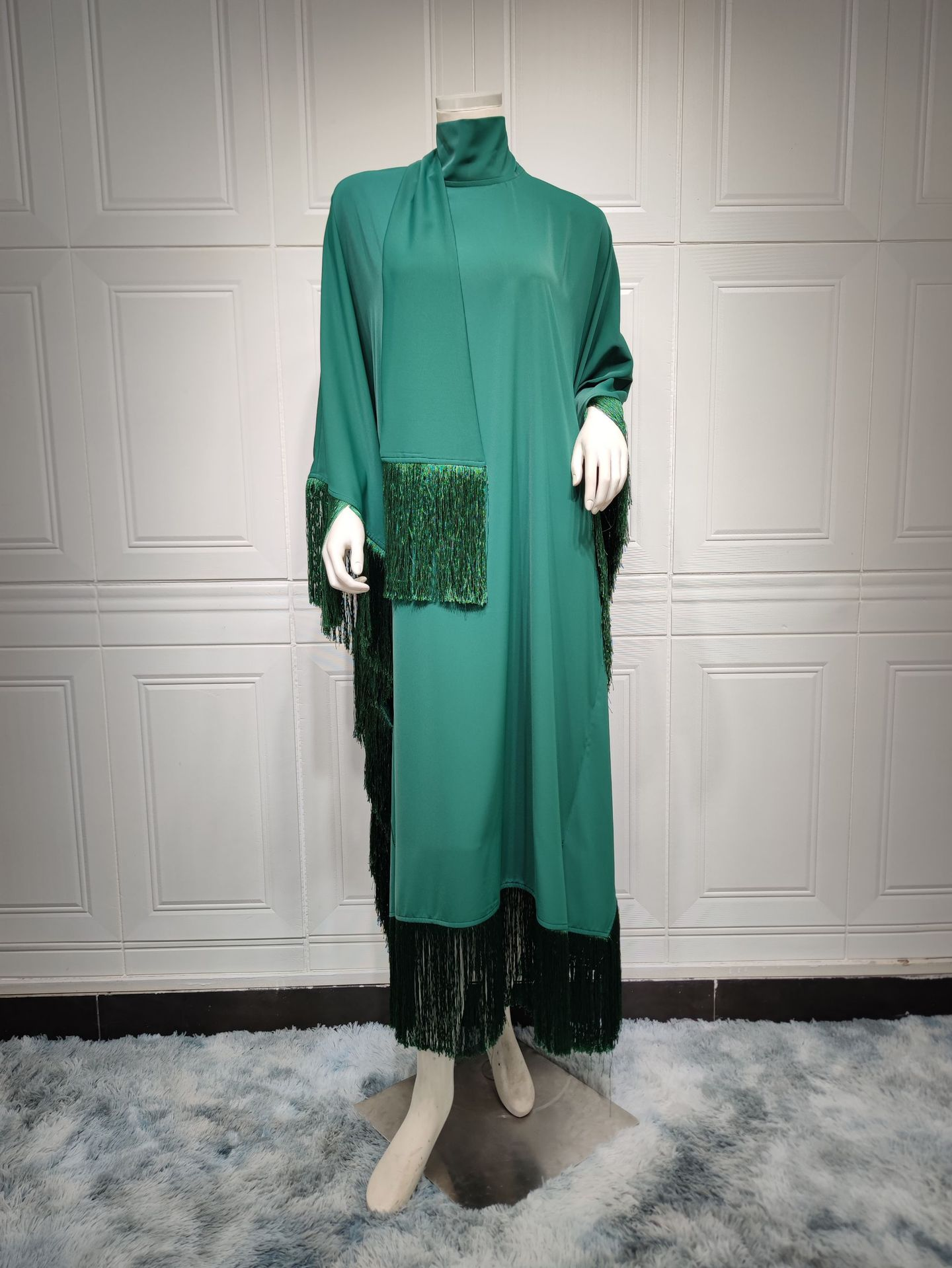 MS311#Modest fashion bat wing sleeves tassel abaya